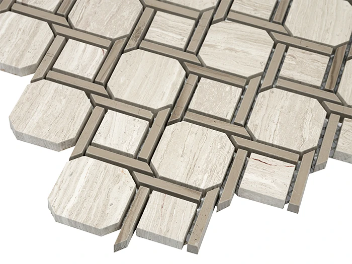 Woodstone Grey Nodum,płytka,mozaika,kamienna,kuchnia,łazienka,przedpokój,podłogi,ściany,28x28cm.