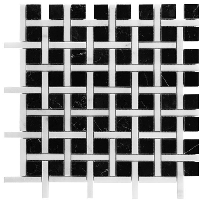 Pure Black BW02,płytka,mozaika,kamienna,kuchnia,łazienka,przedpokój,podłogi,ściany,30,5x30,5cm.