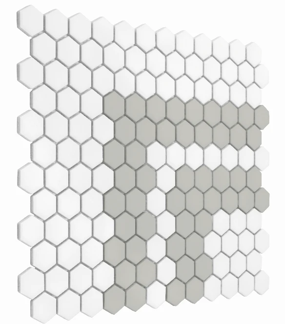 Zbliżenie mozaiki gresowej Mini Hexagon Stripe 2.3.A matt